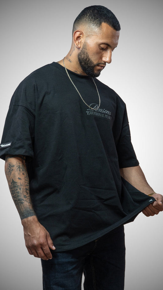 Camiseta Oversize Emotional Peace Negro-Azul