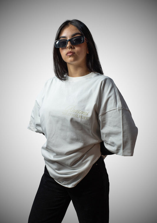 Camiseta Oversize Emotional Peace Blanco-Azul