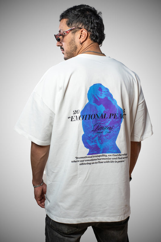 Camiseta Oversize Emotional Peace Blanco-Azul
